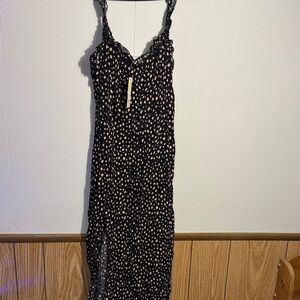 Francesca's Black and Cream Midi Dress